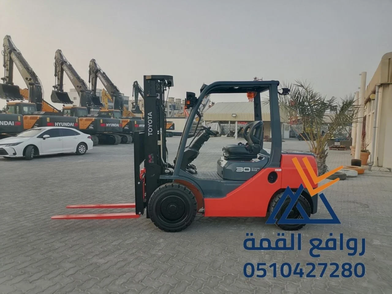 رافعات شوكية للإيجار الشهري واليومي لشركة روافع القمة. 0510427280