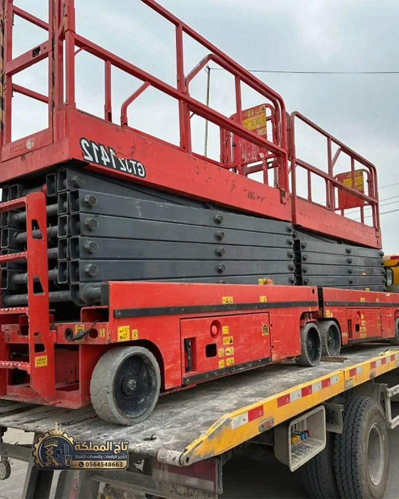 🚜 سيزر لفت للإيجار في الجبيل | رافعة مقصية 8م 10م 12م 14م 16م 18م | Scissor Lift Rental