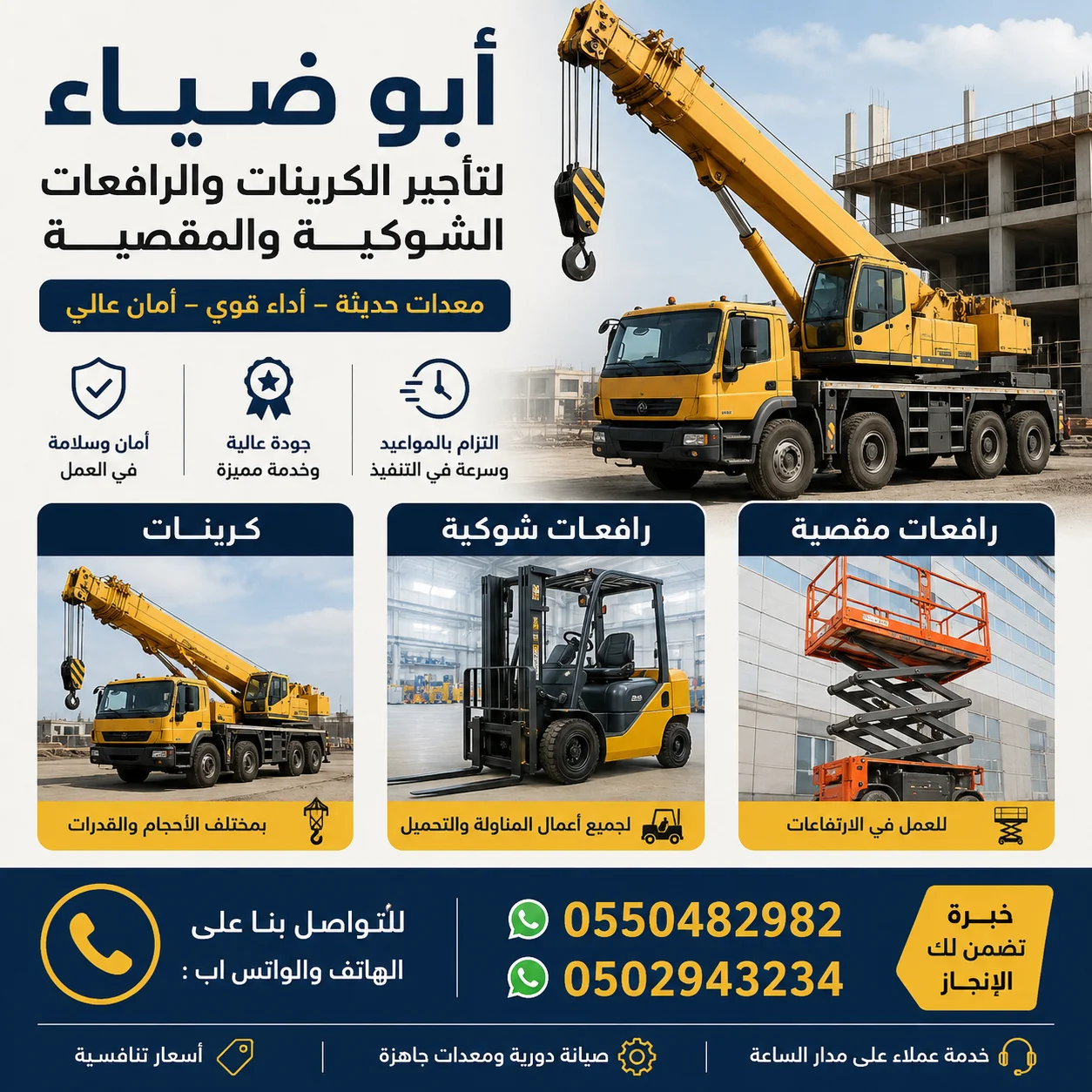 مان لفت 14m 16m 20m 22m 24m 28m 34m 38m 44m 56m للايجار ورافعات شوكية وكرينات وسيزرلفت