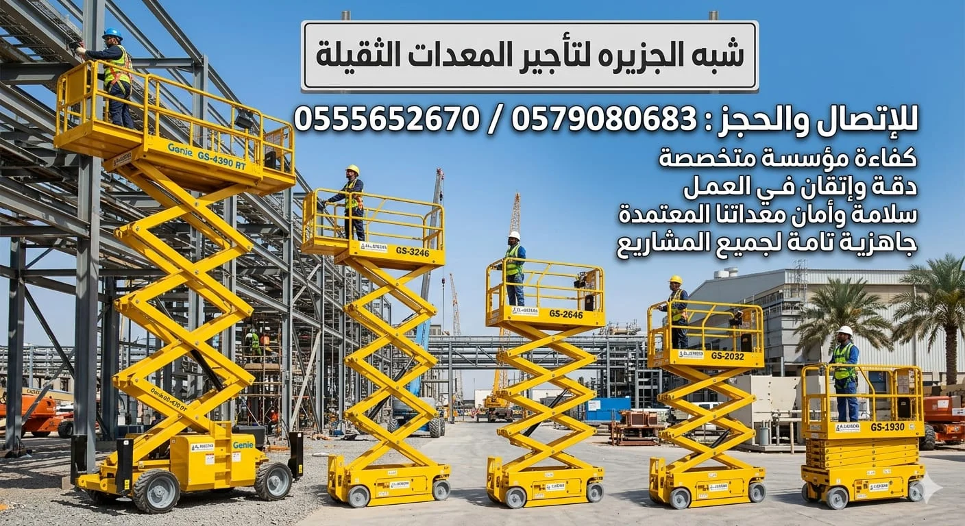 تاجير سيزرلفت في جدة #  0555652670 # رافعات مقصية حديثة للايجار في جدة # 6 متر — 18 متر