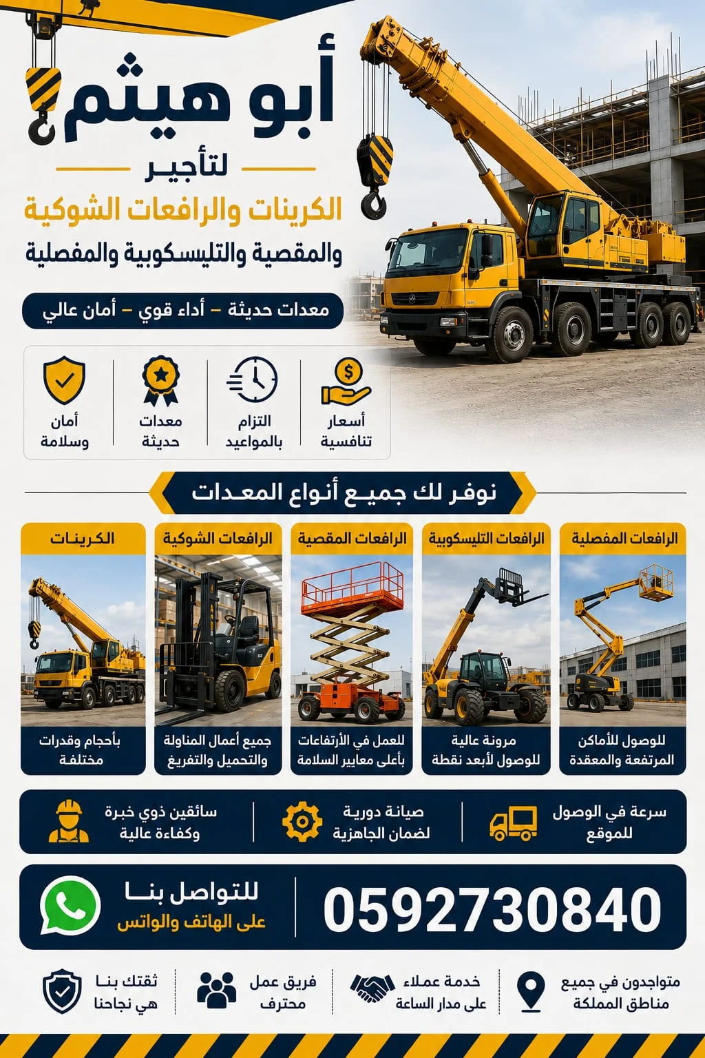 ✅ تأجير سيزر لفت 6م - 8م - 12م ومان لفت ورافعات شوكيه وكرينات للايجار